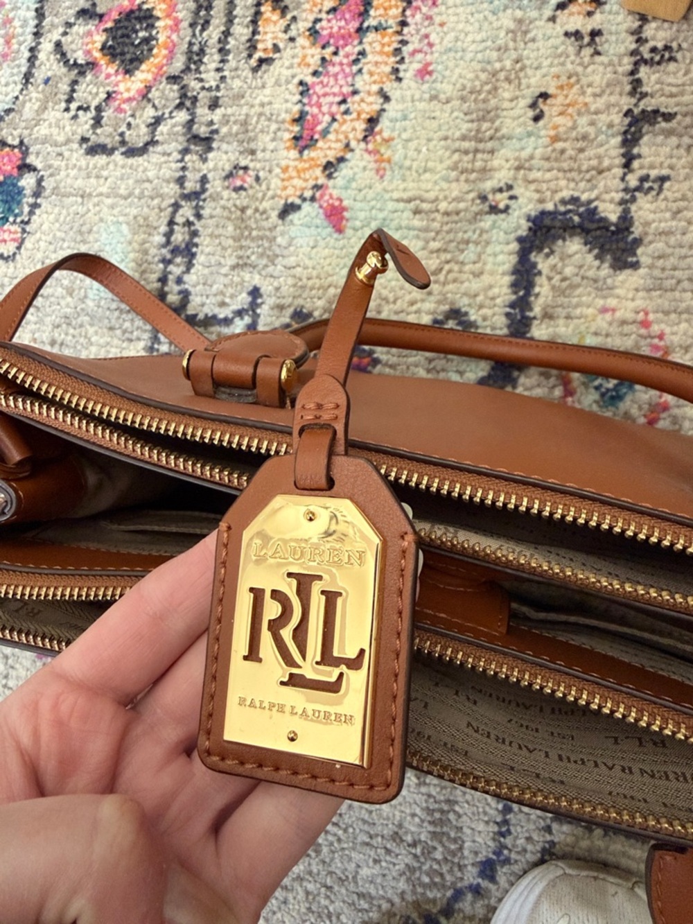 Brown Leather Satchel with Double Top Handles - Picture 5 of 5